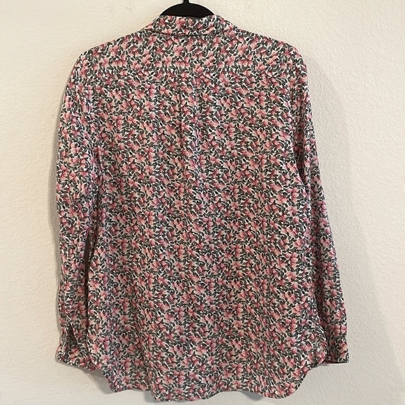 GAP Women’s Boyfriend Button Front Shirt Medium Pink Ditsy Floral 100% Cotton - Picture 2 of 14
